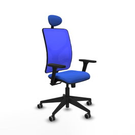 PIQUERAS Y CRESPO Silla de oficina Motilla con mecanismo Sincro, brazos 3D y cabecero fijo, Azul