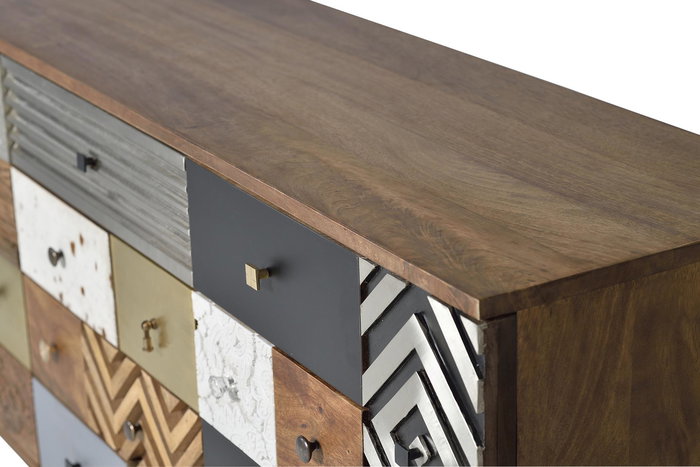 Giner y Colomer Aparador de Madera de Mango con Detalles Multicolor 2 Puertas 4 Cajones