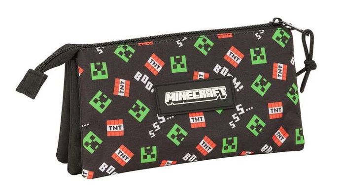 Minecraft Portatodo Triple - Estuche o caja organizadora de viaje para coleccionables, dimensiones 22 x 12 x 3 cm