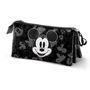 Karactermania Estuche Portatodo Triple Mickey Mouse Year 23, Negro, 3 Compartimentos, Cierre Cremallera, Ripstop, Poliéster, 10 x 23.5 x 5 cm
