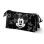 Karactermania Estuche Portatodo Triple Mickey Mouse Year 23, Negro, 3 Compartimentos, Cierre Cremallera, Ripstop, Poliéster, 10 x 23.5 x 5 cm