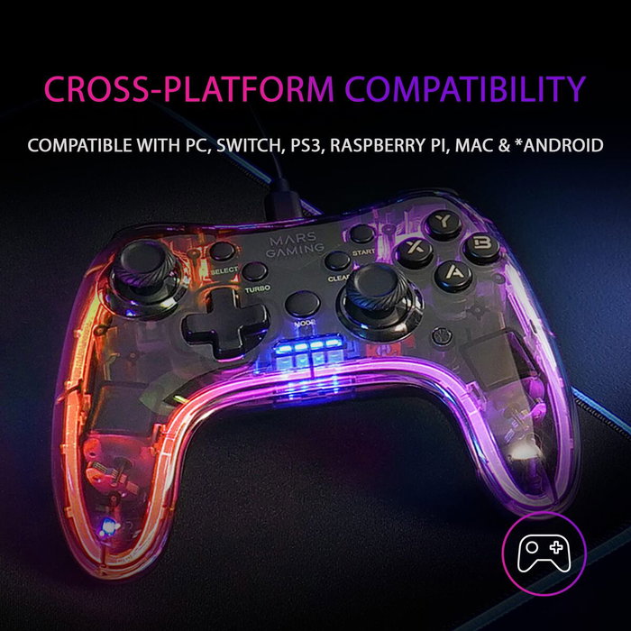 Mars Gaming MGP-C Gamepad Negro Translúcido con Iluminación RGB Mars Gaming MGP-C Gamepad Negro Translúcido con Iluminación RGB