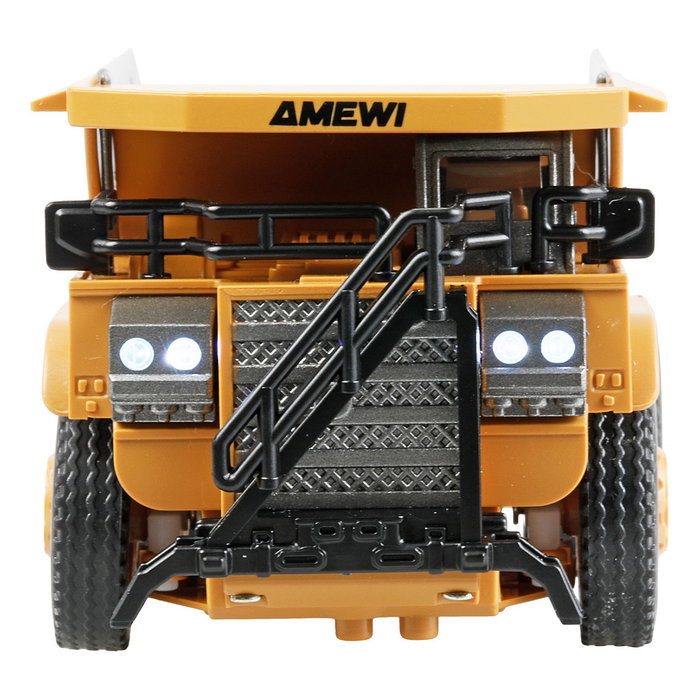 AMEWI 22743 Camión Volquete Metálico a Control Remoto Mini-Kipper 1:64 RTR de 8 Canales 2.4 GHz para Niños 6+ Años con Luces