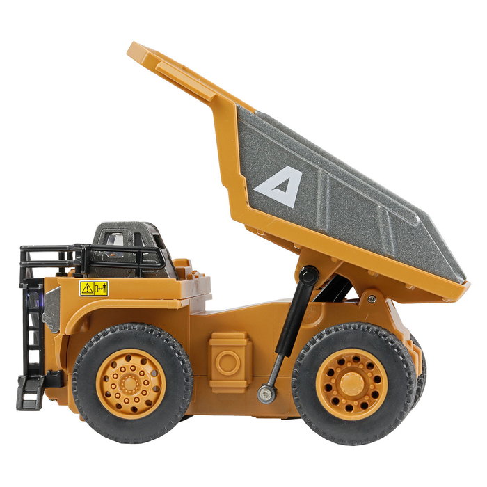 AMEWI 22743 Camión Volquete Metálico a Control Remoto Mini-Kipper 1:64 RTR de 8 Canales 2.4 GHz para Niños 6+ Años con Luces
