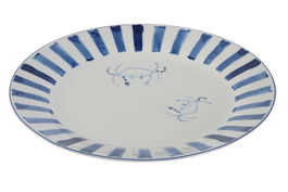 DKD Home Decor Plato Atlantico Finisterre Porcelana Azul Blanco 27 x 2 x 27 cm (12 Unidades)