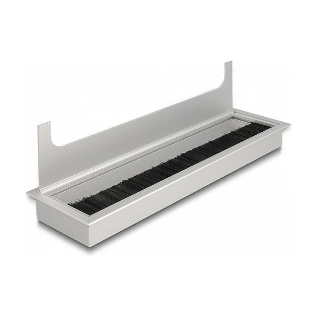 DeLOCK Pasacables para montaje en mesa con cepillo 280 x 80 x 28 mm plata
