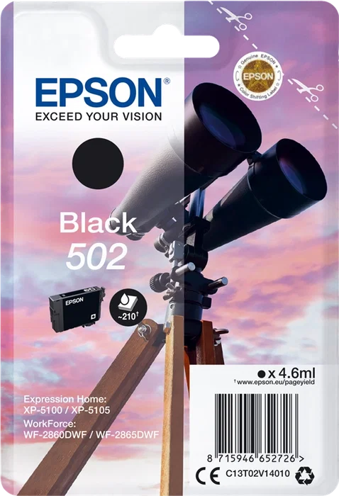 Epson Cartucho de Tinta 502 Negro Original C13T02V14010