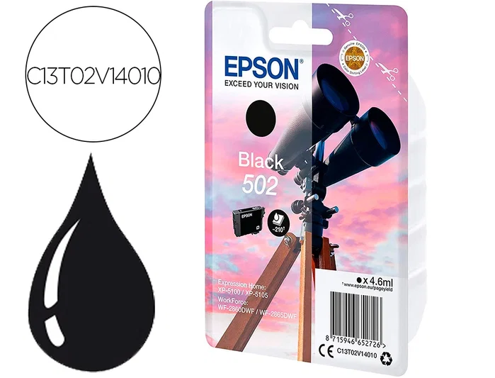 Epson Cartucho de Tinta 502 Negro Original C13T02V14010