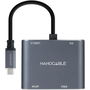 Nano Cable 10.16.4304 Conversor USB-C Macho a HDMI 4K Hembra, VGA Hembra, USB-C PD Hembra, USB Hembra, 15cm, Gris