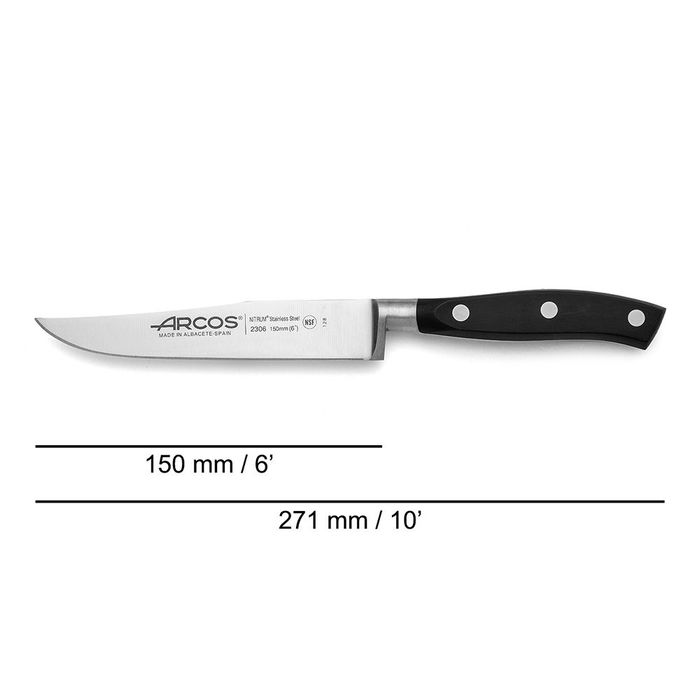Arcos Cuchillo de Cocina Serie Riviera 150 mm con Acero Nitrum y Tecnología Bactiproof Silver
