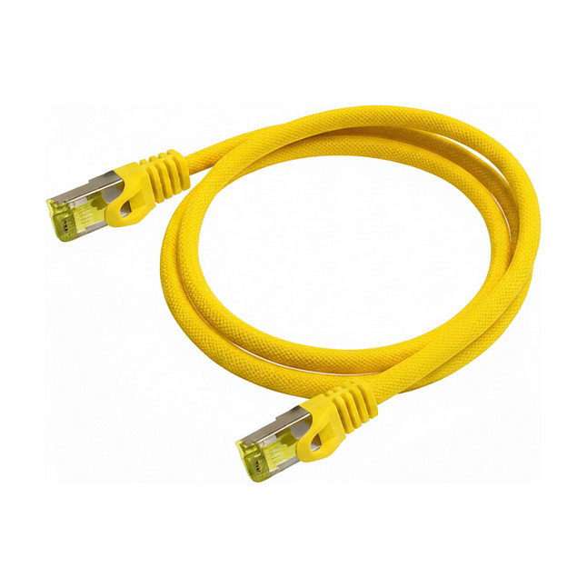 Python Patchkabel Cat.7 Rohkabel Nylongeflecht gelb 2m Python Patchkabel Cat.7 Rohkabel Nylongeflecht gelb 2m