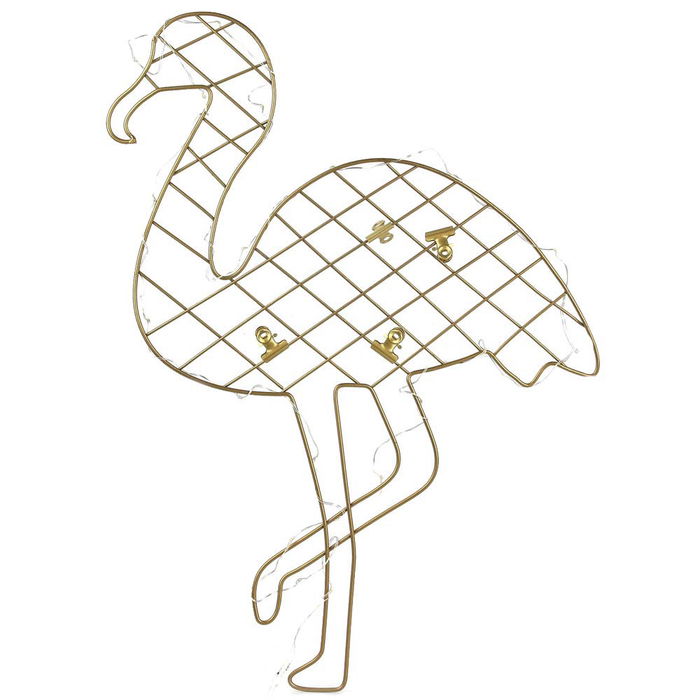 Home Deco Factory Portafotos Flamenco con Pinzas e Iluminación LED para Colgar o Apoyar Recuerdos Decoración