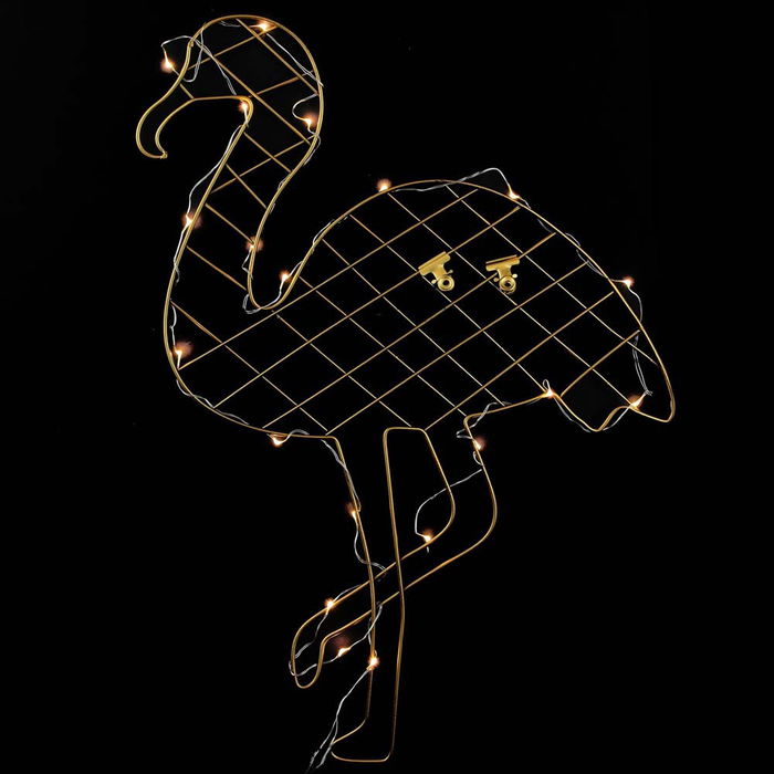 Home Deco Factory Portafotos Flamenco con Pinzas e Iluminación LED para Colgar o Apoyar Recuerdos Decoración