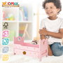 WOOMAX Cama de madera para muñecas con estampado de estrellitas rosa
