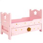 WOOMAX Cama de madera para muñecas con estampado de estrellitas rosa