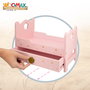 WOOMAX Cama de madera para muñecas con estampado de estrellitas rosa