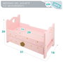 WOOMAX Cama de madera para muñecas con estampado de estrellitas rosa