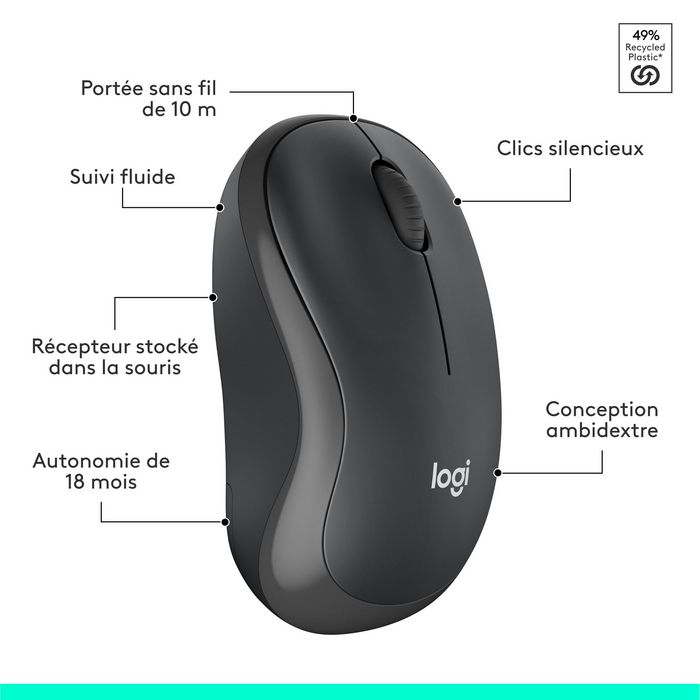 Logitech MK295 Silent Combo de Teclado AZERTY Francés y Ratón Inalámbrico Grafito