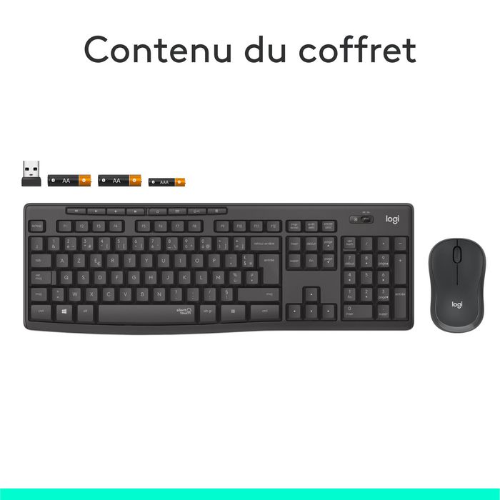 Logitech MK295 Silent Combo de Teclado AZERTY Francés y Ratón Inalámbrico Grafito