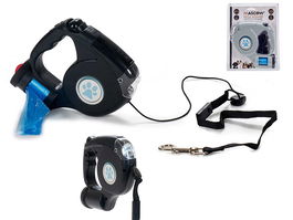 Mascow Correa Extensible 3 en 1 con Luz LED y 5m, Plástico ABS y Poliéster, Gris/Negro, 17x16x5 cm (Set de 12)