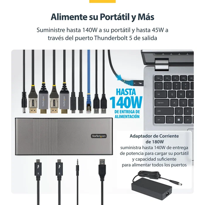 StarTech 206UE-TB5USB4DOCK Docking Station Thunderbolt 5 con 4 Pantallas y PD 140W StarTech 206UE-TB5USB4DOCK Docking Station Thunderbolt 5 con 4 Pantallas y PD 140W