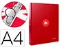 Antartik Carpeta A4 con 4 Anillas Redondas de 25 mm Forrada Color Frambuesa