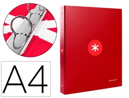 Antartik Carpeta A4 con 4 Anillas Redondas de 25 mm Forrada Color Frambuesa