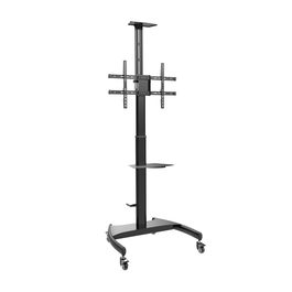 AISENS SOPORTE DE SUELO ECO CON RUEDAS Y MANIVELA, BANDEJA PARA DVD Y SOPORTE DE CAMARA PARA MONITOR/TV 50KG DE 37-70, NEGRO