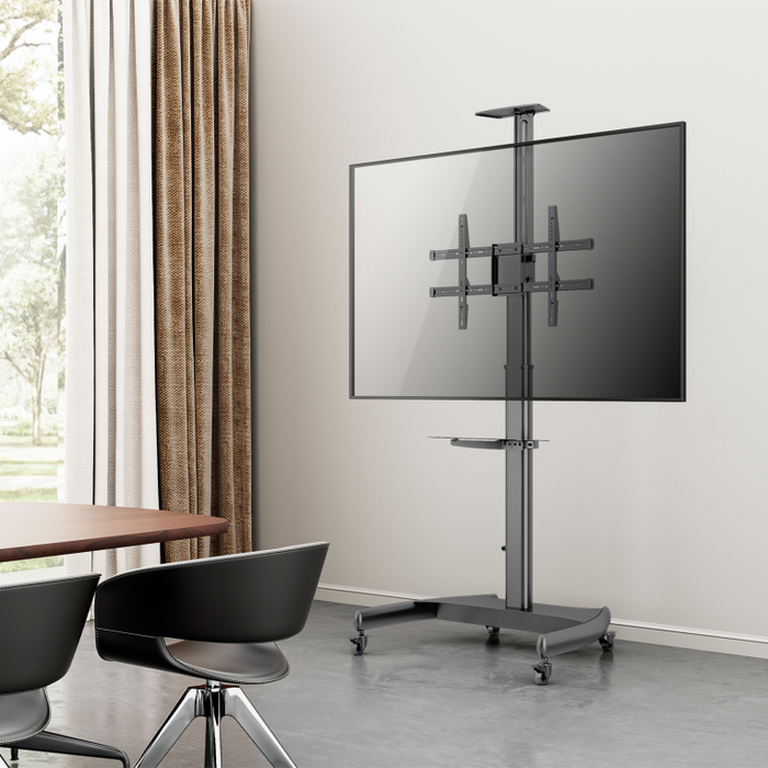 AISENS Soporte de Suelo ECO con Ruedas y Manivela para TV/Monitor 37-70 Pulgadas 50kg Negro