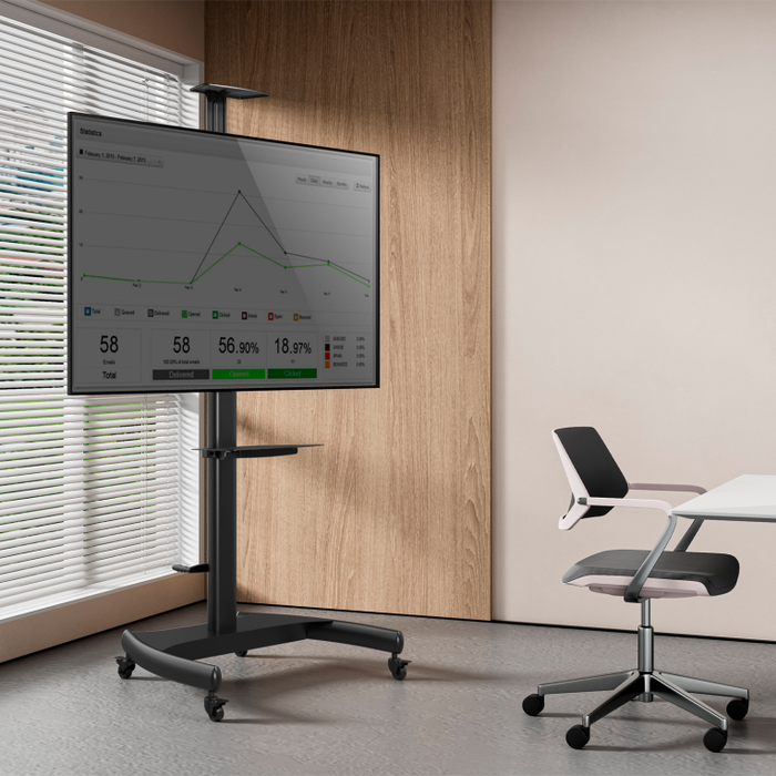 AISENS Soporte de Suelo ECO con Ruedas y Manivela para TV/Monitor 37-70 Pulgadas 50kg Negro