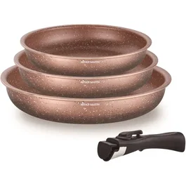 Arthur Martin Juego de 3 sartenes con mango extraíble - Terracota
