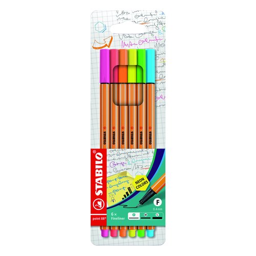 Stabilo Point 88 Colores Neón Surtidos de 6 Unidades