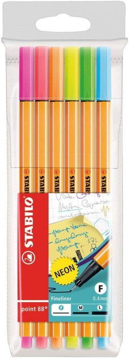 Stabilo Point 88 Colores Neón Surtidos, Pack de 6