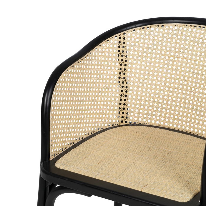 Silla Negro-Natural Madera-Ratán 56 X 58 X 77 cm