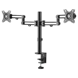 StarTech.com ARMDUAL3 Brazo Articulado Doble Monitor para Escritorio - Soporte VESA hasta 32" - Aluminio Negro - Inclinación, Giro y Rotación 360° - Gestión de Cables