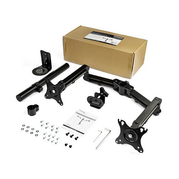 StarTech.com Brazo Doble Monitor Escritorio Abrazadera VESA 32" 8 kg Negro Aluminio Articulado