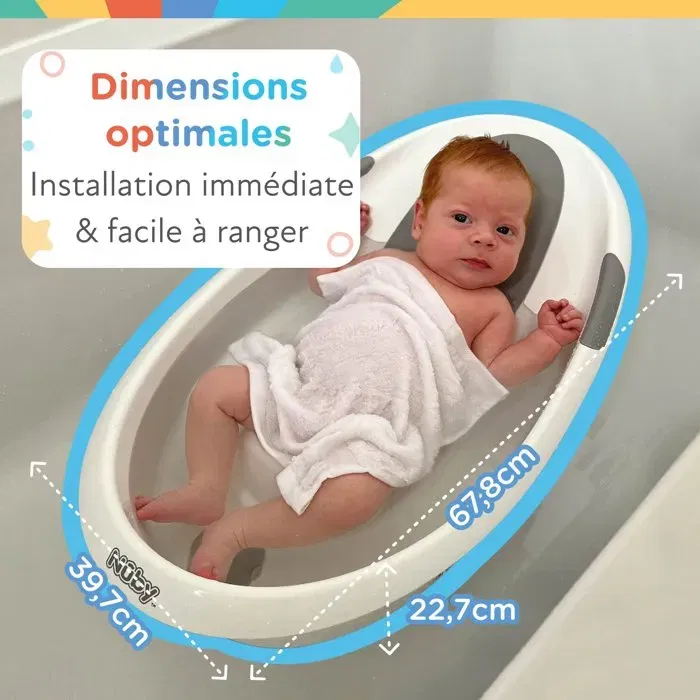 Nuby NUB0370797801464 Bañera para Bebé Desde el Nacimiento con Soporte Antideslizante Integrado y Reposacabezas Suave