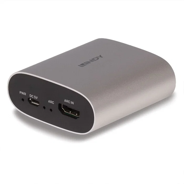 Lindy 38363 Convertidor de Audio HDMI a Audio y Auriculares, con Alimentación MicroUSB, Color Plata