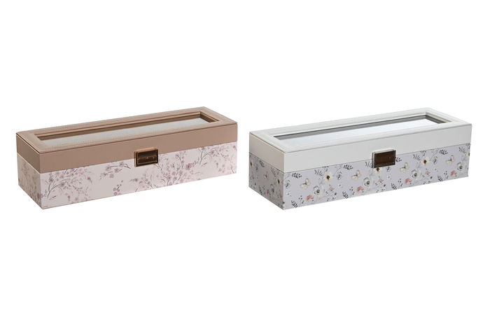 DKD Home Decor Relojero Tradicional Rosa Palo Azul 11 x 9 x 33 cm (2 Unidades)