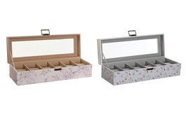 DKD Home Decor Set de 6 Relojes Colección Tierra Rosa Palo y Azul