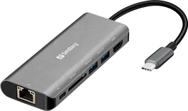 Sandberg Estación de acoplamiento USB-C 136-18 HDMI+LAN+SD+USB 100W Gris