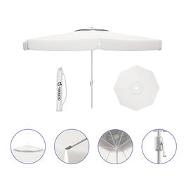 Marbueno Sombrilla Aluminio 8 Barillas D300 cm Polyester Blanca Jardin, Piscina y Terraza 10184