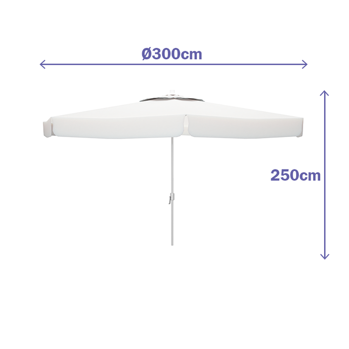 Marbueno Sombrilla Aluminio 8 Barillas D300 cm Polyester Blanca Jardin, Piscina y Terraza 10184