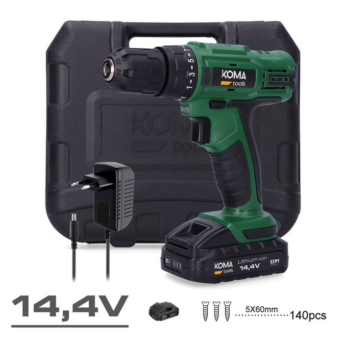 Koma Tools Kit taladro atornillador 14,4 v con batería 1500 mAh