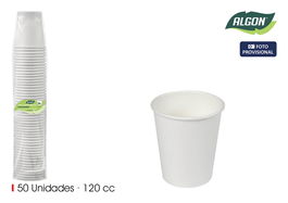 Inde Set 50 Vasos Blancos Cartón 120cc (18 Unidades)