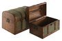DKD Home Decor Baúl Alpino Verde Marron Lienzo Madera Set de 2 Unidades 32 x 30.5 x 41 cm