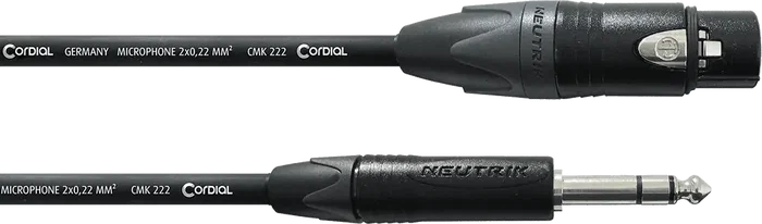 Cordial Cable de Audio Jack Estéreo a XLR Hembra 5 M