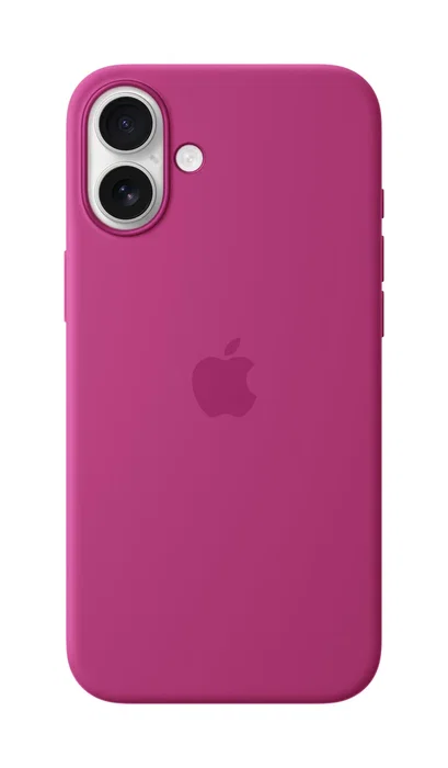 Apple iPhone 16 Plus MYYE3ZM/A Funda de Silicona con MagSafe - Protección contra Caídas, Silicona Reciclada 55%, Color Fucsia