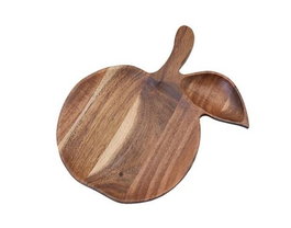DKD Home Decor Plato de Acacia Manzana Natural 26,5x23x1,5 cm