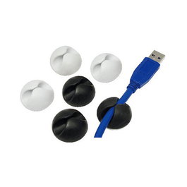 LogiLink KAB0009 - Kit de 6 Soportes de Cable, 3 Unidades Blancas y 3 Negras, para Gestión de Cables